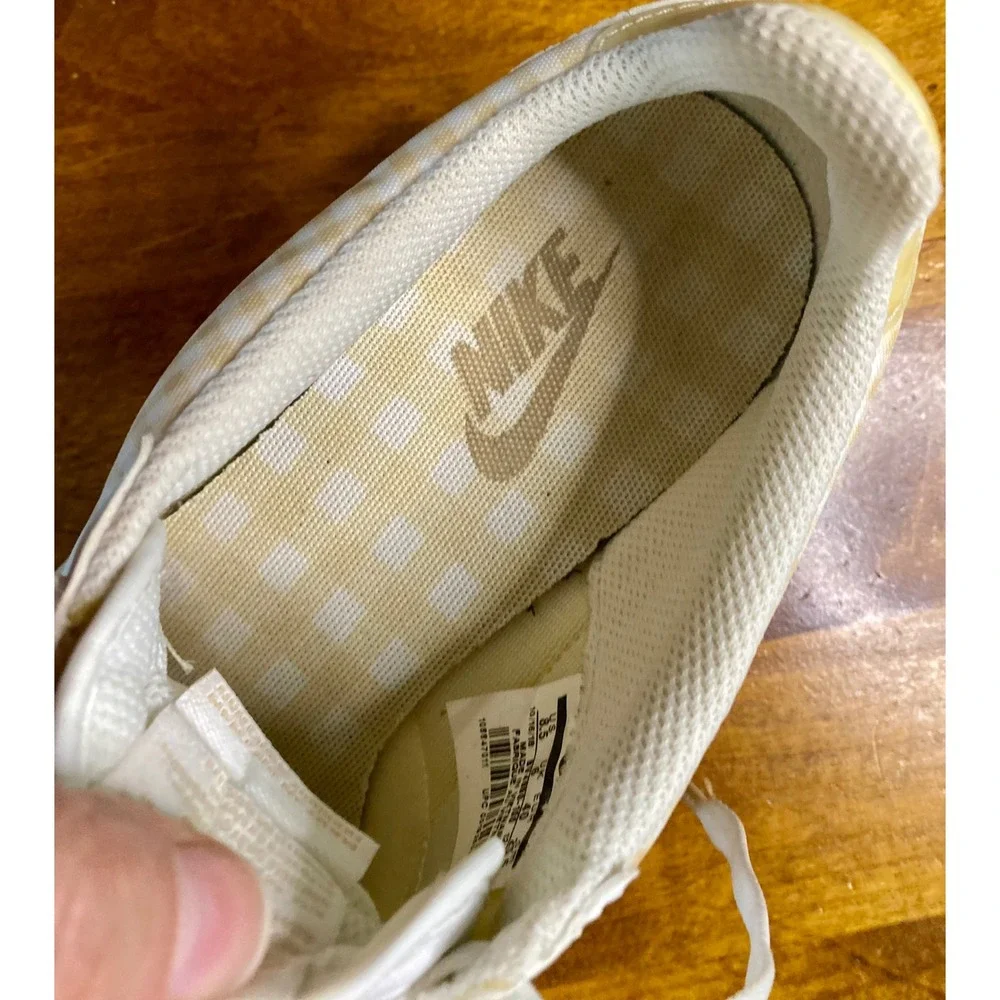Nike Cortez Gingham Casual Sneakers Women's Size 8.5 White Beige - Picture 12 of 13